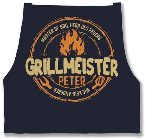 Geschenk mit Namen personalisiert by Shirtracer - Schürze - Grillschürze Herren - Grillmeister wie kein anderer - Papa Geschenk Männer Vatertag Geburtstag Geschenkidee Väter