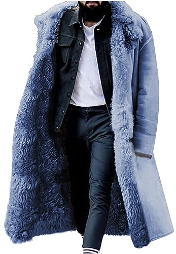 NUSGEAR Chaqueta Reversible de piel Sintética para Hombre, Abrigo Acolchado solapas Cálido de Invierno Capa largo Elegante lujo Abrigo parka Moda Cardigan Grueso Calentar Parker 2024