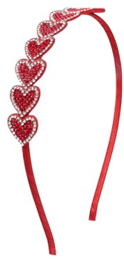 Rot Pailletten Herzen Stirnbänder,Perle Herz Haarreif Glitzer Liebe Herz Pailletten Stirnband Perlen-Haar-Accessoires für Valentinstag Hochzeit Geburtstag