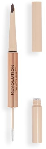 Makeup Revolution, Fluffy Brow Filter Duo, Brow Pencil & Eyebrow Gel, Available in 5 Shades, Medium Brown, 1pc