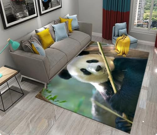 KIESEY Panda Print Bambus Teppich Wohnzimmer Schlafzimmer Türmatte Küche Eingang Dekoration rutschfeste Fußmatte 200x300cm