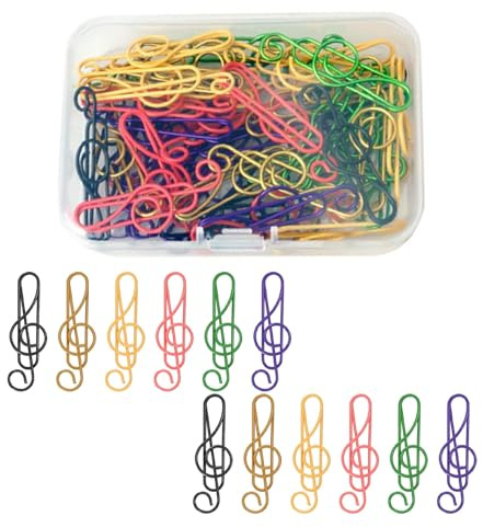 50 Stück Büroklammer Musiknoten Büroklammern Metall Große Paper Clips | für Schule Büro Supplies Buch Memo Papier Foto Ordentlich von Dateiquittungen