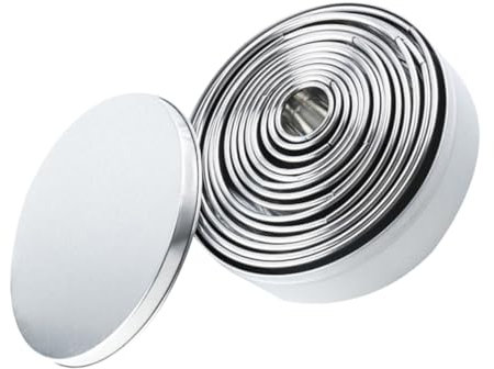 Cabilock 1 Juego De 14 Moldes Para Hornear De Acero Inoxidable Cortadores De Galletas De Acero Inoxidable Molde Redondo Para Hornear Galletas Plateadas Troqueles De Metal Moldes