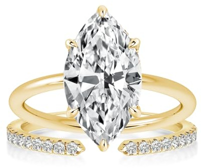 Ensemble de bagues en argent S925 3,5 carats taille marquise pour femme, marquise 3,5 carats, 6,5