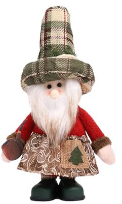 Dreuhuing Stehender Weihnachtsmann Figur - Süße Weihnachtsfigur mit Schürze | Elastische Sammelfiguren für Weihnachten Geburtstag Neujahr