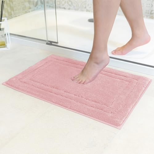 Decomira Tapis de Bain Antidérapant | Super Absorbant et Lavable en Machine | pour la Salle de Bain, Douche, Baignoire ou comme Tapis WC | Rose - 40x60 cm