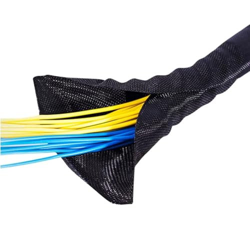 LPHFDCS Kabelkanal Kabelmuffe, selbstschließend, ausziehbare, geflochtene PET-Hülse, automatisches Leitungsmanagement, Flexibles Rohr, Drahtwicklung, isolierter Schutz Kabelschlauch(16mm-Black)