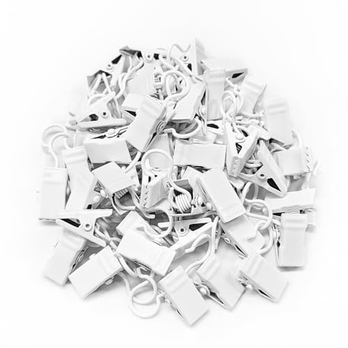 50 st Gardinklämmor, Gardinklämmor med krokar Metallklämmor för gardinduschgardinklämmor Ljushängare Trådhållare för heminredning Badrumsduschgardindekorationer (Vit)