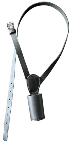 Flag Pole Cross Belt Holder Carrier, Black Mini Leather, Kids Size