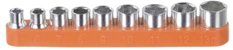 CoCud Metric Socket Set, 1/4 Drive 5mm-13mm Socket, 6-Point CR-V Hex Head Socket - (Applications: for Home Maintenance), 9-Pieces
