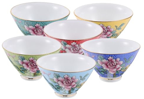 OFFSCH 6piezas Té De Cerámica Copas De Té Floral Vajilla Para Personas Pequeña
