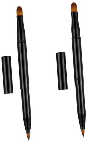 ASAKKURA 2stücke Teiliges Doppelkopf Make-up Pinsel Einziehbar Vielseitig Als Lippen Augenbrauenpinsel Kompakt Und Tragbar Schwarzes Design Für Lippenstift Eyeliner Und Concealer Für Profis