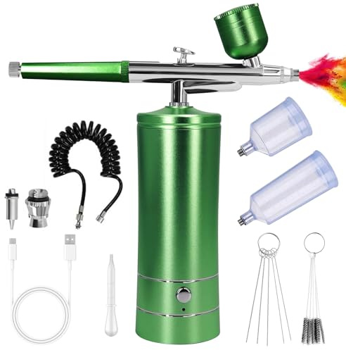 GOEDCH AirBrush Set con compressore: pistola aerografo manuale multi funzione, aerografo portatile ricaricabile, per nail design, decorazione torte, trucco, modellazione tatuaggio, colorazione modello