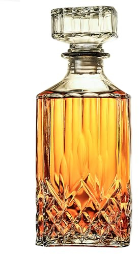 Bunhut Whiskey Decanter with Airtight Geometric Stopper,32oz Liquor Decanter,Glass Decanter,Diaphanous Liquor Bottle,Decanter with Airtight Lid for Whiskey,Vodka,Bourbon,Scotch,Brandy,Wine