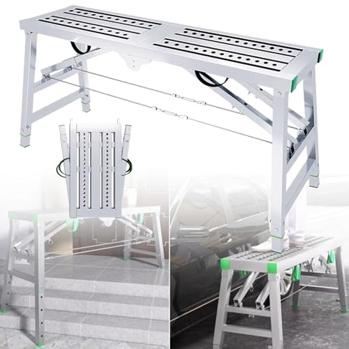 Andamio Plegable de Aluminio, Escalera de Mano portátil de Aluminio Resistente con Patas y asa Antideslizantes, Multiusos, para Paneles de Yeso, 140 x 40 cm