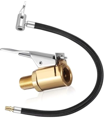 WUSJCOF 2 Stück Ventilverlängerung Set, Reifenfüller Schlauch mit 8mm Autoventil Hebelstecker, Air Chuck Reifenfüllschlauch, Autoventil Adapter für Auto, Fahrrad, Motorrad, Kompressor (23cm)