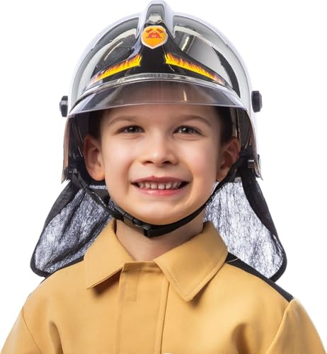 Orlob Feuerwehr Feuerwehrhelm sportlich, chrom glänzend für Kinder und Erwachsene, größenverstellbar