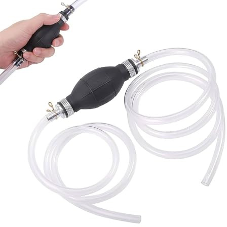 Funalix Pompe à Siphon Manuelle,Aspirateur de Liquide Multifonctionnel,Mit Messingverbindungen 2M Rnglebigen PVC Sahlauch Klemme,Pompe d'aspiration pour Auto, Bateau, Moto et Essence