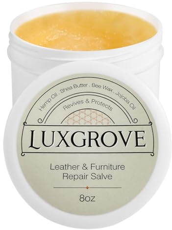 LUXGROVE® Leather & Furniture Repair Salve- Polisher, Leather Cleaner and Conditioner for Furniture - UV Protectants Help Prevent Cracking or Fading, for Car Seat, Couch, Shoe, Purse, Boot - 8oz