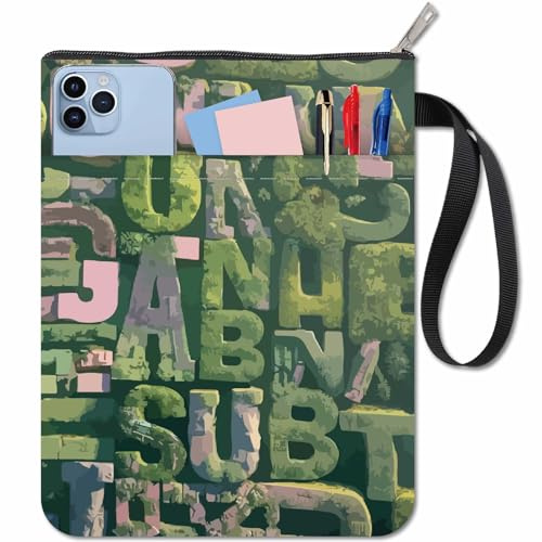 craspire Couvertures de Livre Housse de Livre en Tissu Vert à Texture d'herbe Protecteur de Livre pour Livres de Poche Housse de Livre en Tissu Lavable avec Fermeture éclair et Poche supplémentaire