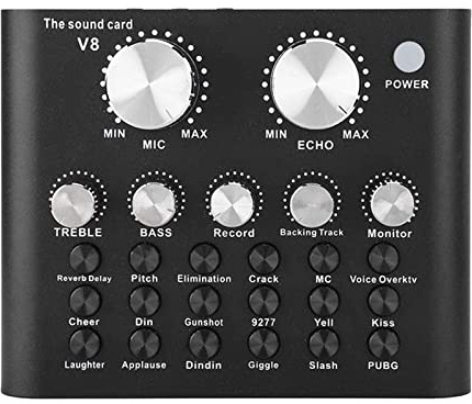 sound console， Professional Audio Mixer, V8 Live Sound Card With Effects And Voice Changer, Bluetooth Device For Streaming