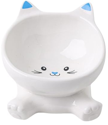 Elevated Cat Bowls - Tall Raised Feeding Dish, Angled Ceramic Pet Bowl Set, Easy Clean Smooth Coating, Anti Spill Stable Structure, Quality Feeding Equipment, Apartment City Living Travel Companion