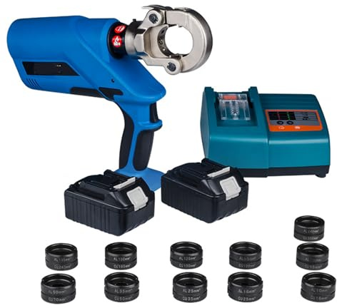 Pince à sertir électrique et hydraulique pour cosse de câble, outil de sertissage rechargeable 60KN avec 11 matrices, non dentelée pour fibre de câble terminal Cu Al