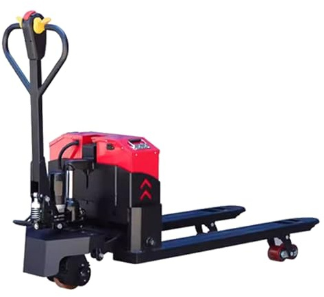 Transpaleta eléctrica completa de 6000 libras de capacidad, camión de palés motorizado para un manejo eficiente de almacén y transporte de materiales, diseño compacto de 26.9 pulgadas