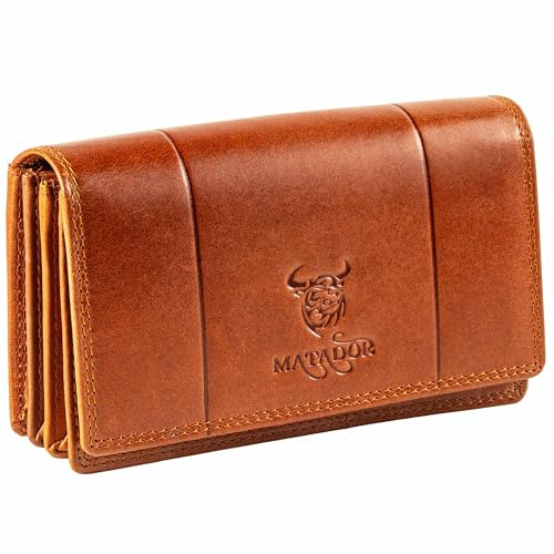 MATADOR Porte Monnaie Femme Cuir #VENEDIG avec Noble Boîte Cadeau, Portefeuille de Luxe avec RFID, Portefeuille Femme avec de Nombreux Compartiments à Cartes