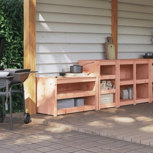 TEKGHUT Outdoor Kitchen Cabinets 2 pcs Solid Wood Douglas for Garden Storage and Modular Units