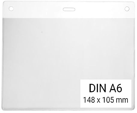 Karteo Ausweishülle horizontal DIN A6 105 x 148 mm [1 Stück] Kartenhülle aus Weichplastik Kartenhalter quer transparent Schutzhülle aus Plastik