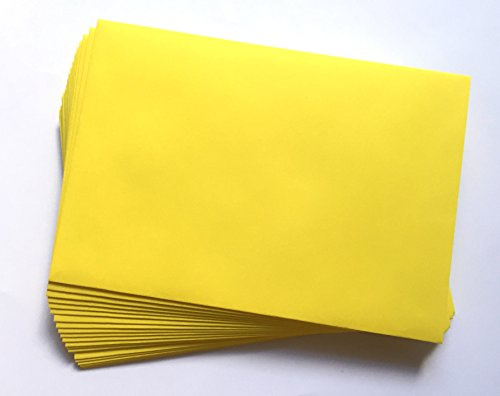 25 Briefumschläge, C6, Gelb, Intensivgelb von ELCO, C6 = 162 x 114 mm, mit Abziehstreifen, 100 g/qm, Kuverts, Zitronengelb, kühles Gelb