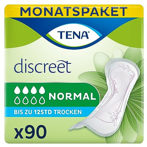 TENA Lady Normal Towels for light to moderate Bladder Weakness -Monthly Pack of Incontinence Pads for women, Pack Of 90, Packaging May Vary