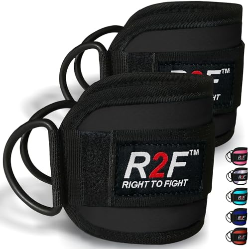 R2F Fußschlaufen Kabelzug - Kickbacks Fußschlaufen - Fußmanschetten Kabelzug - 2 Stück Kabelzug Fußschlaufen für Fitness Training - Ankle Strap Fußschlaufen für Frauen und Männer
