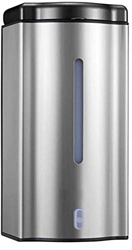 Dispensador de Jabón Automático de Pared Manos Libre con Sensor Infrarojo de Acero Inoxidable 600ML, Jabonera Eléctrica sin Contacto, Limpiador de Manos Líquido Montado en la Pared para Baño