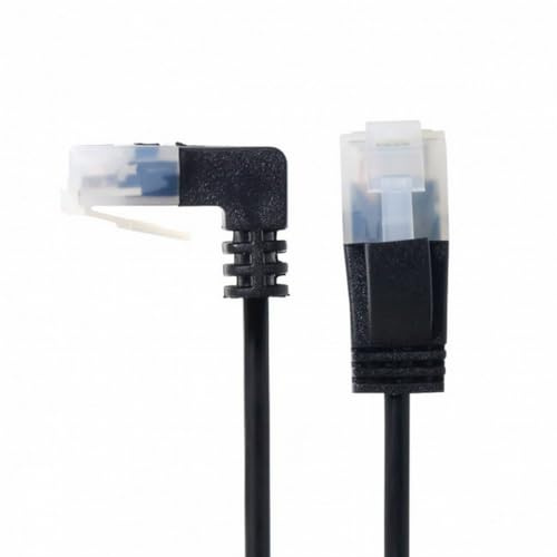 cablecc Ultra Slim Cat6 Ethernet Cable RJ45 Down Angled to Straight UTP Network Cable Patch Cord 90 Degree Cat6a LAN for Laptop Router TV Box 2M