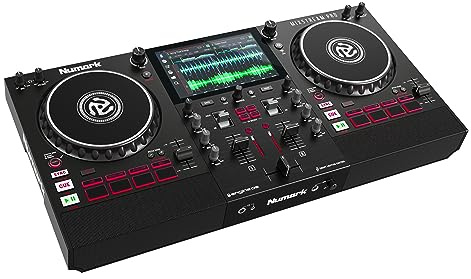 Numark Mixstream Pro Standalone System with Speakers, 7” Touch Screen, WiFi Streaming, 2 Channels & FX