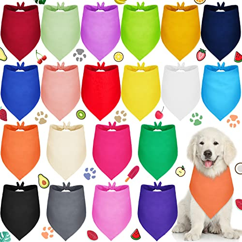 Saintrygo 20 Pcs Plain Dog Bandanas Bulk for Puppy Dogs Heat Transfer Adjustable Pet Bandanas Blank DIY Triangle Sublimation Washable Puppy Bibs Scarfs for Small Medium Large Pet(25 x 17 x 17 Inches)