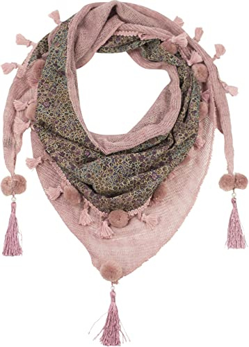 fashionchimp Chal de mujer con borlas decorativas y mezcla de bordados con patrón, bufanda con flecos, pañuelo triangular, Talla única
