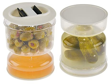 BTSEURY Encurtidos de vidrio seco y húmedo Gickles aceitunas reloj de Contenedor cocina hogar separador de alimentos