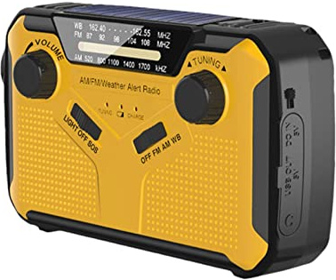 PW TOOLS Radio d'urgence 3000 mAh,Manivelle Solaire Rechargeable à Piles sèches - Batterie Externe 3000 mAh Rechargeable par USB, Poche et Lecture, Alarme SOS