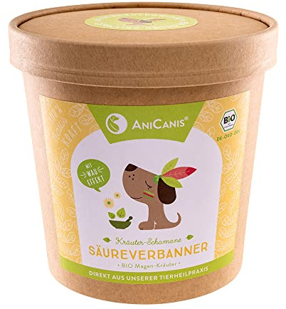 AniCanis Bio Kräutermix Säureverbanner für Hunde - Übersäuerung - 100g | Magenkräuter vom Tierheilpraktiker mit Kamille, Königskerze & Süßholz, Magen, Sodbrennen, Gras fressen, Schmatzen