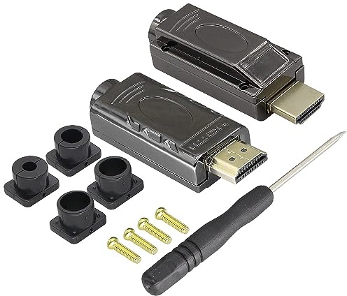 zdyCGTime HDMI lötfreier Schrauben Verdrahtung Terminal Adapter,HDMI-Stecker lötfreier Modulstecker Anschlussdose HD-Kabelstecker Signalmodul mit Metallgehäuse Adapter.(2 Stück/Männlich)
