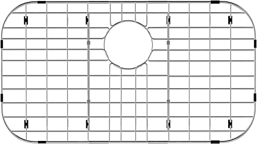 SANNO 26 X 14 Sink Grid Sink Protector Grid Kitchen Sink Protector Bottom Grid with Corner Radius Rear Drain Hole, 304 Stainless Steel for Kitchen Sink Grate