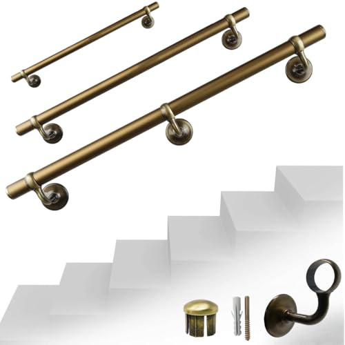 Parpyon® Corrimano a muro Scala Tubo passamano Prodotto 100% Italiano Fissaggio a parete con supporto Kit montaggio FACILE fai da te scale e balaustra (Bronzo, 80cm)