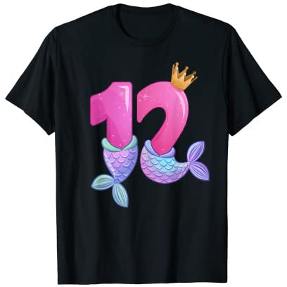 Geburtstagsmädchen 12 Jahre alt, Meerjungfrauenflosse T-Shirt