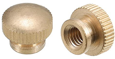 sourcing map Dadi zigrinati zigrinati, 10 pezzi, M6 x 14 mm x 11 mm, in ottone, con collare, foro cieco a testa alta, dadi zigrinati per parti di stampante 3D
