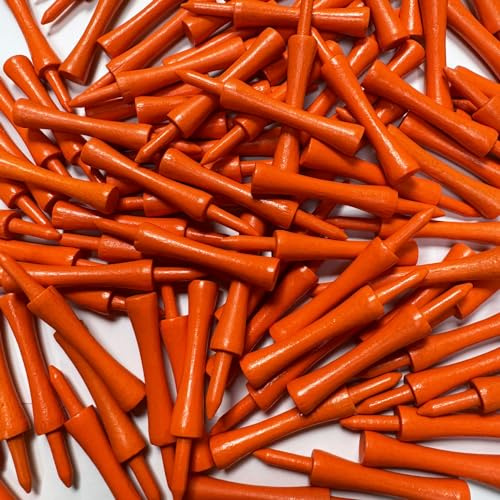 Tour Fit Holz Golf Tees 70mm Orange Castle Golf Tees 100 Stück Bambus Golf Tees biologisch abbaubar nachhaltig