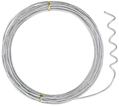 Alambre de aluminio plateado para manualidades (15 m), alambre flexible y flexible de 3 mm, Capa exterior de plástico, alambre para anillos, joyas, esculturas de bricolaje, modelado de esqueletos