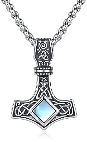 ZIPPICE Thors Hammarhalsband 925 sterlingsilver viking keltisk knut Mjölnir hänge nordisk viking halsband unisex smycken, 20 mm x 27,5 mm, Sterlingsilver